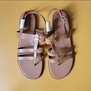 Cole Haan Tan Leather Sandals Minimalist Design